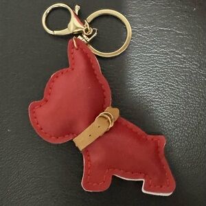 Red Dog Bag Charm with Gold Accents
